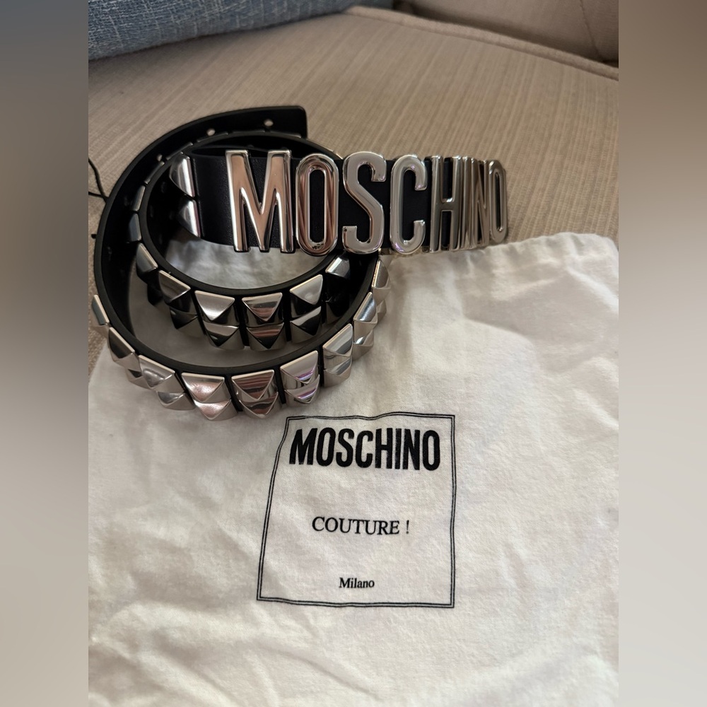Moschino Studded Logo Belt